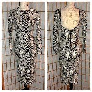 Dress the Population Black and Silver Long Sleeve Dress